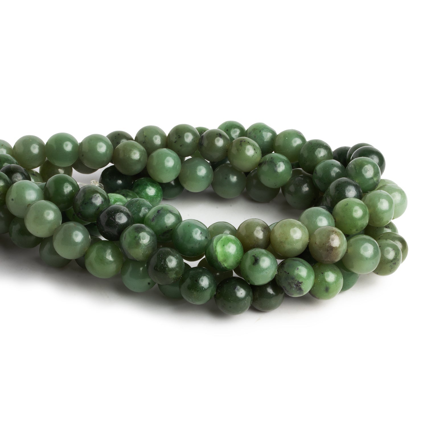 10mm Nephrite Jade Plain Rounds 16 inch 39 beads - The Bead Traders