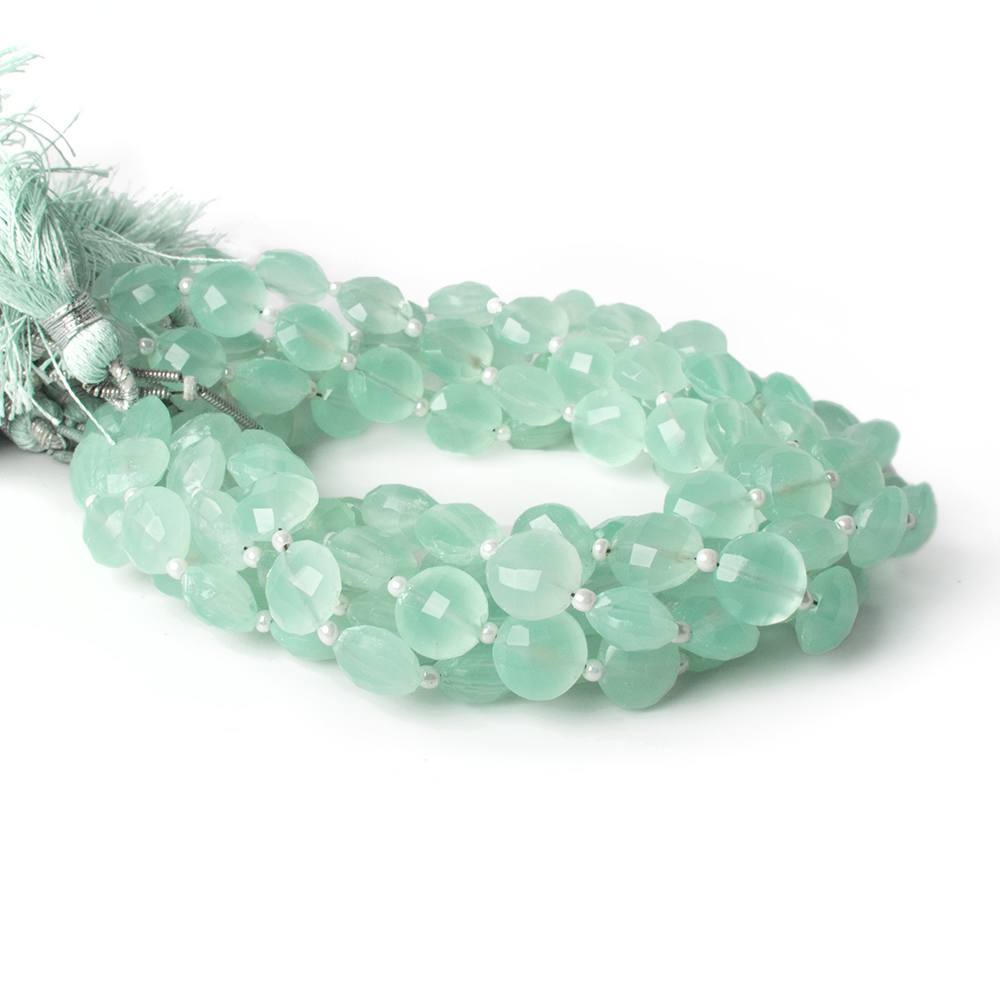 10mm Sea Green Chalcedony Faceted Coins 8 inch 12 beads - The Bead Traders