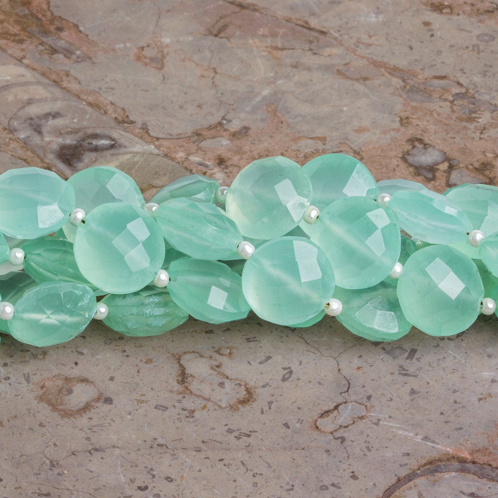 10mm Seablue Chalcedony Faceted Coins 8 inch 18 beads - The Bead Traders