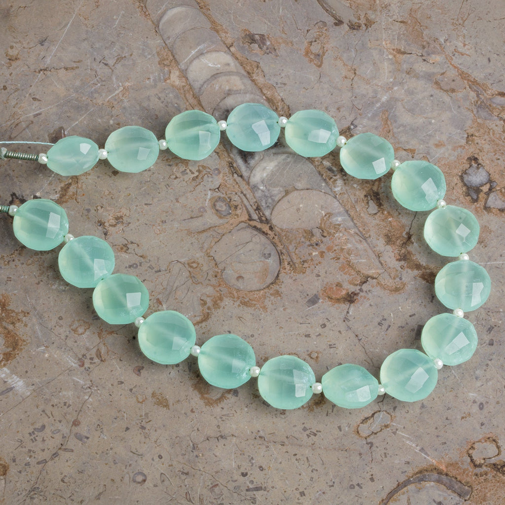 10mm Seablue Chalcedony Faceted Coins 8 inch 18 beads - The Bead Traders