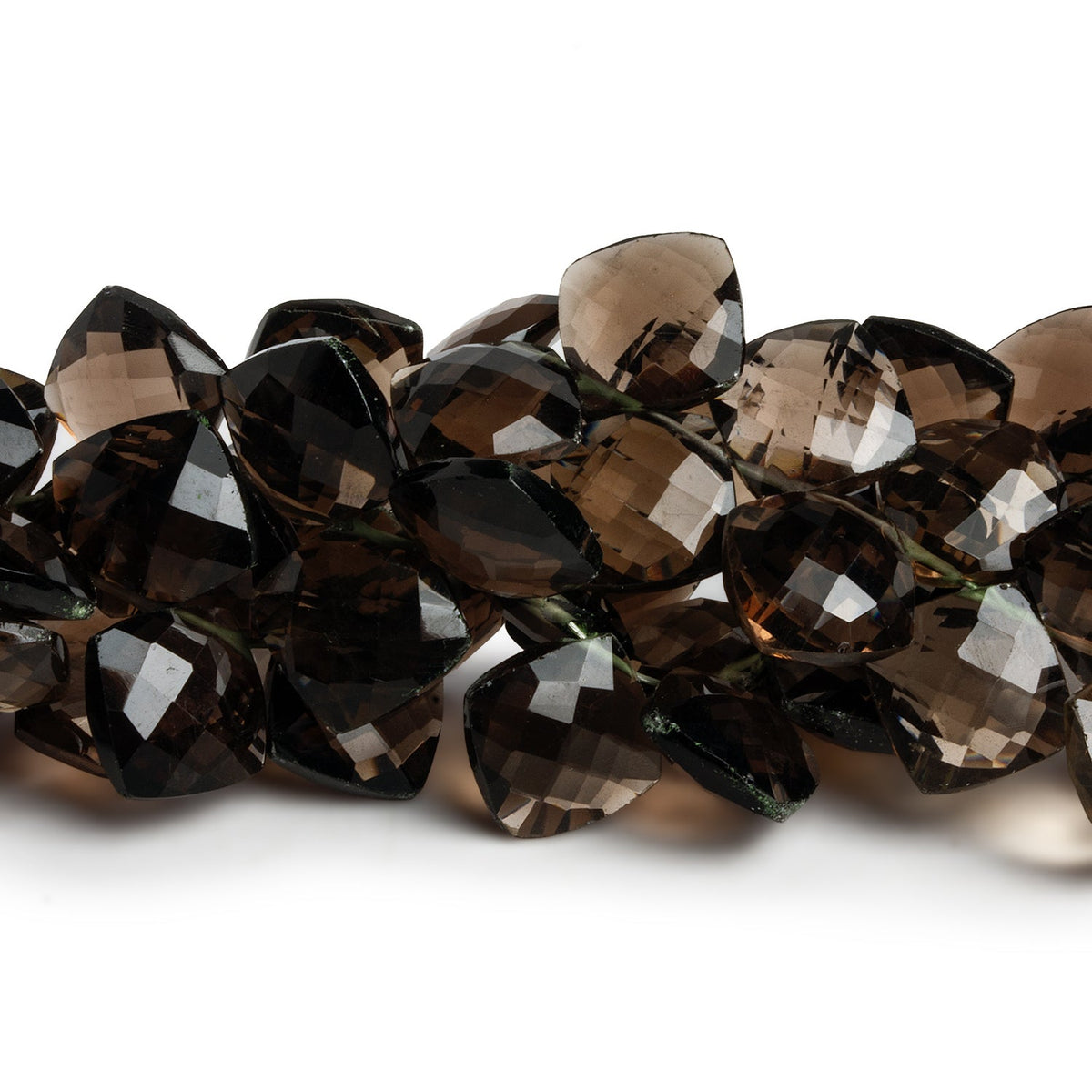 10mm Smoky Quartz Faceted Pillows 8 inch 40 beads - The Bead Traders