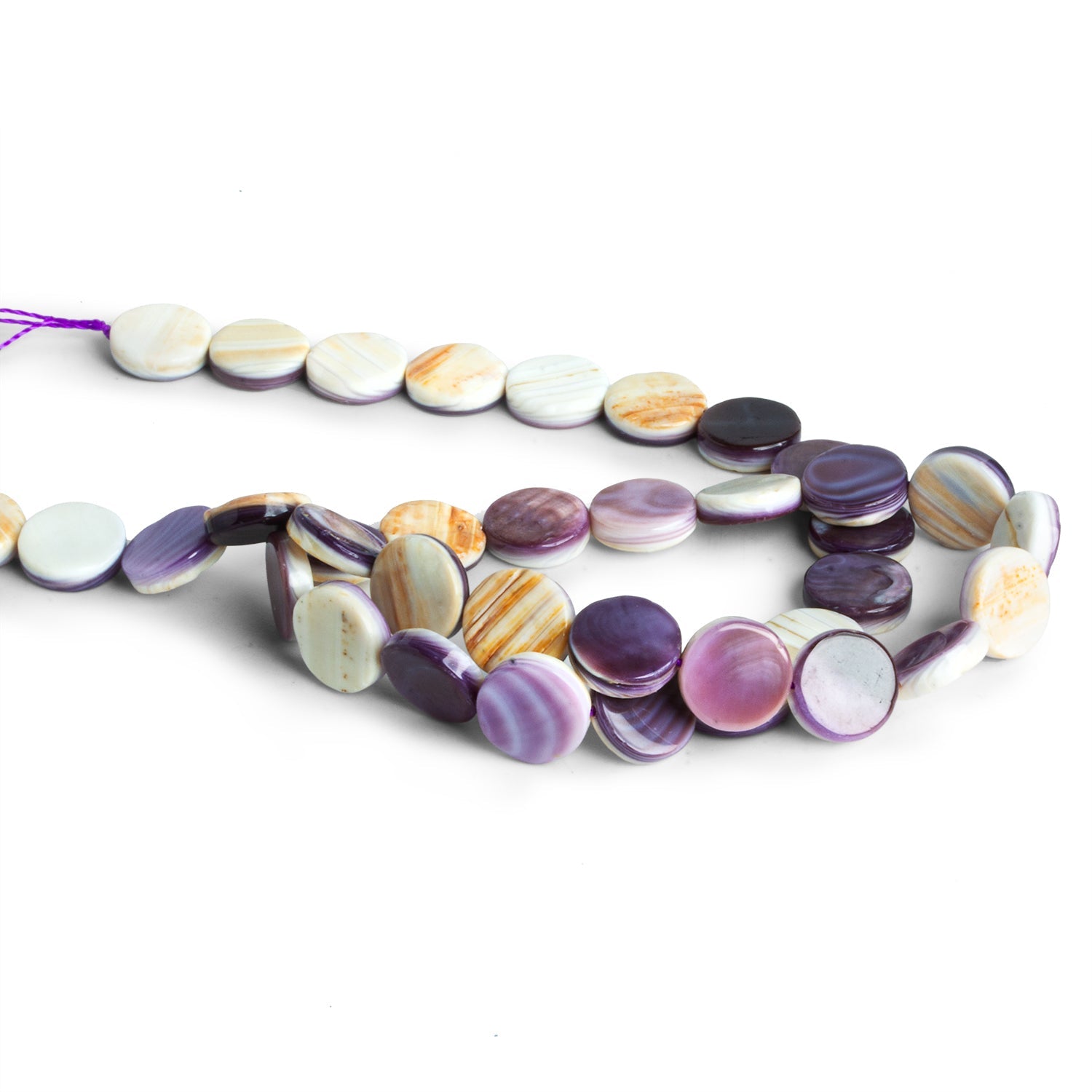 10mm Wampum Shell Plain Coins 16 inch 39 beads - The Bead Traders