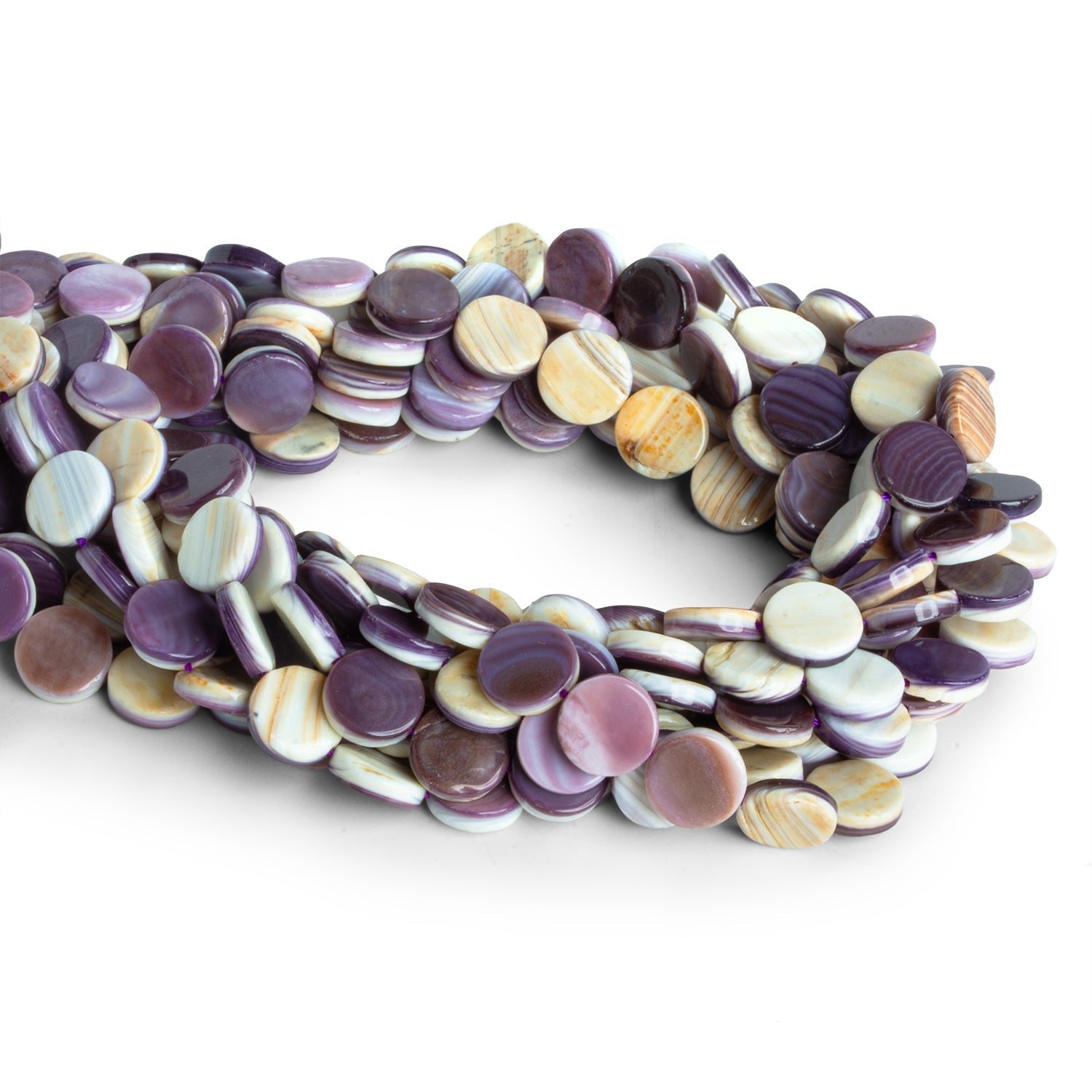 10mm Wampum Shell Plain Coins 16 inch 39 beads - The Bead Traders