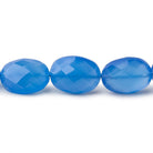 10x13mm Santorini Blue Chalcedony straight drilled faceted ovals 7 inch 15 beads - The Bead Traders