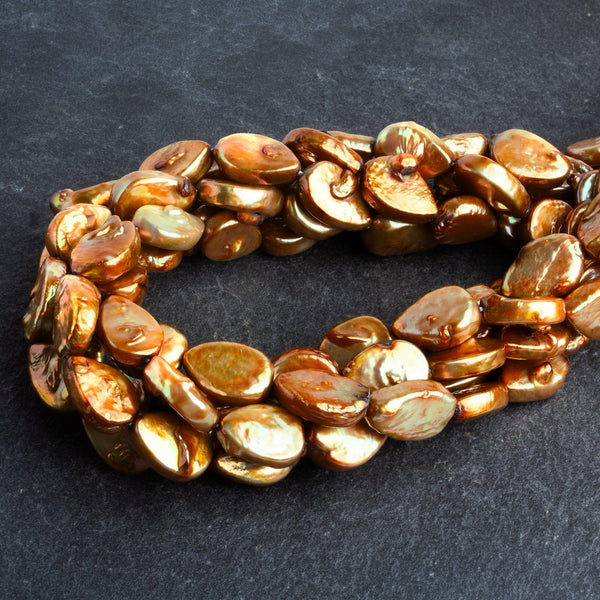 10x15mm Golden Copper Pear Pearls 15 inch 25 beads