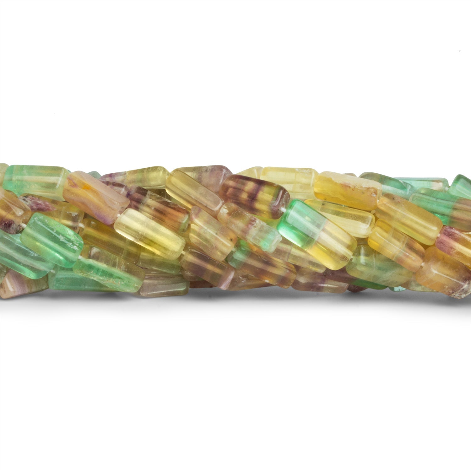 10x5mm Multicolor Fluorite Rectangles 12 inch 33 beads - The Bead Traders