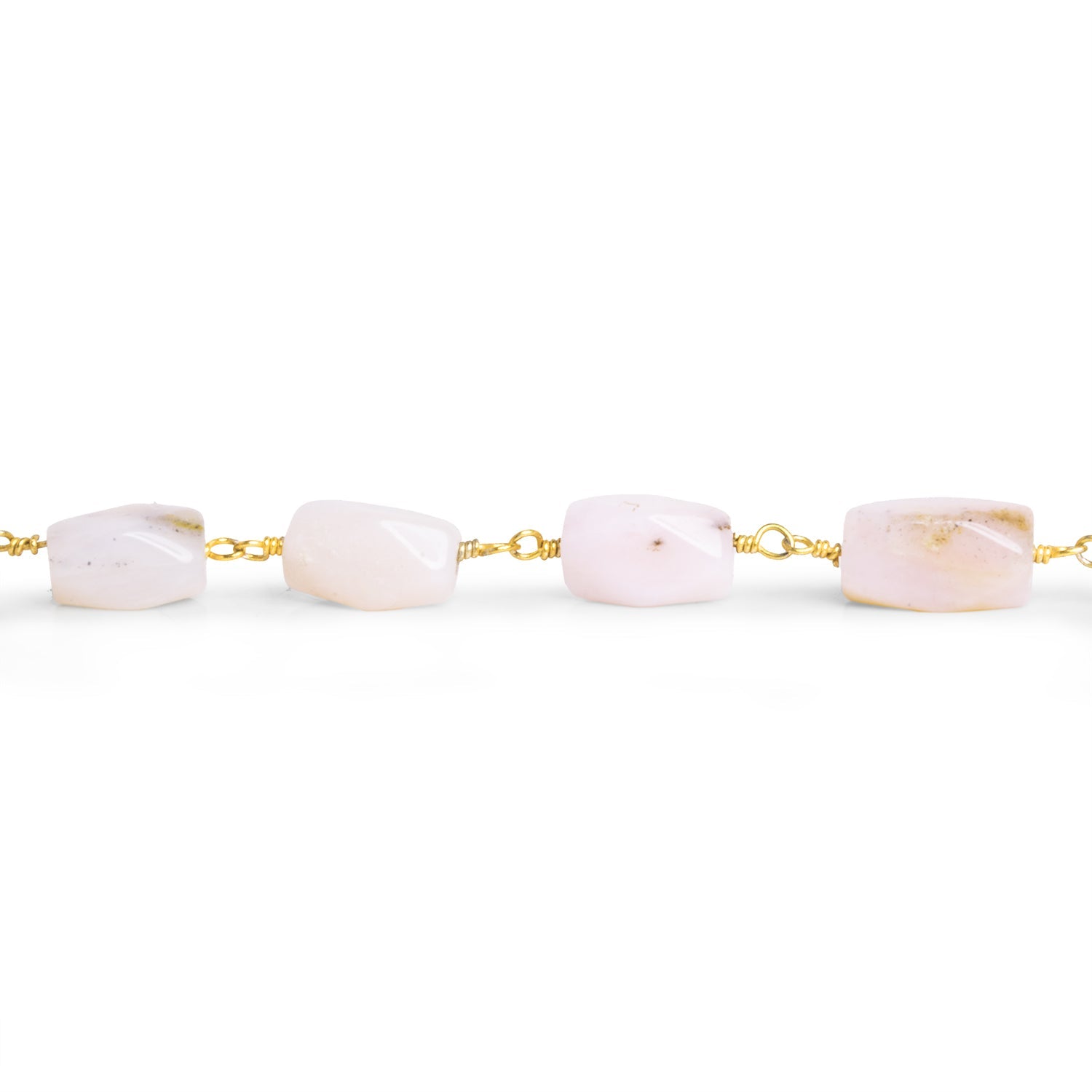 10x5mm Pink Peruvian Opal Rectangle Gold Chain 20 beads - The Bead Traders