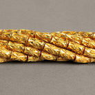 10x6mm 22kt Gold Plated Copper Decorated Tubes 8 inch 20 beads - The Bead Traders
