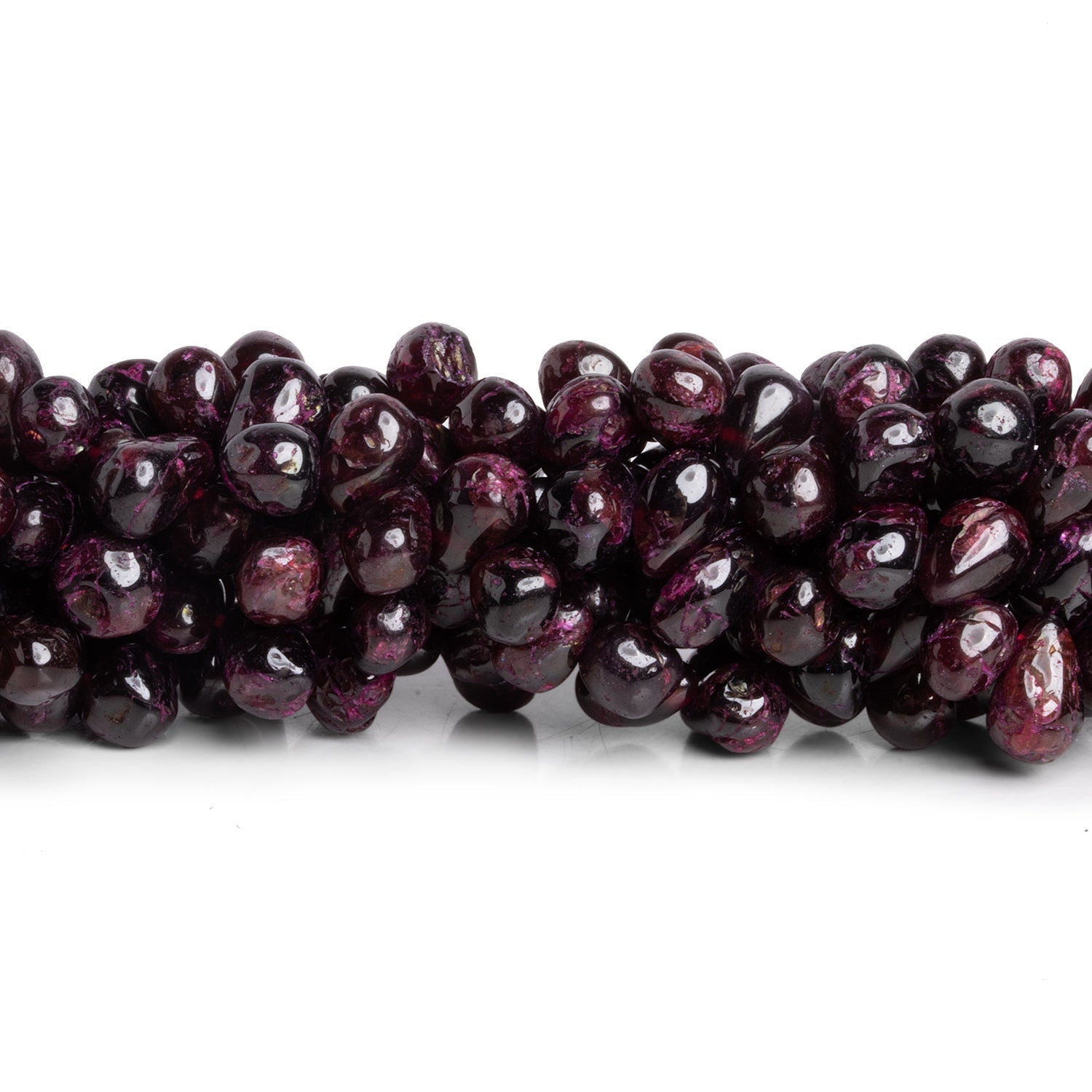 10x6mm Garnet Plain Teardrops 12 inch 63 beads - The Bead Traders