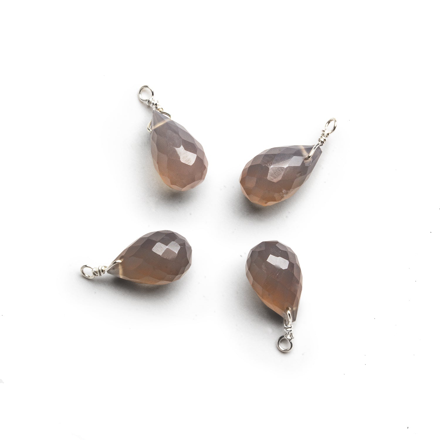 10x6mm Grey Agate Wire - Wrapped Teardrop Pendants 4 beads - The Bead Traders