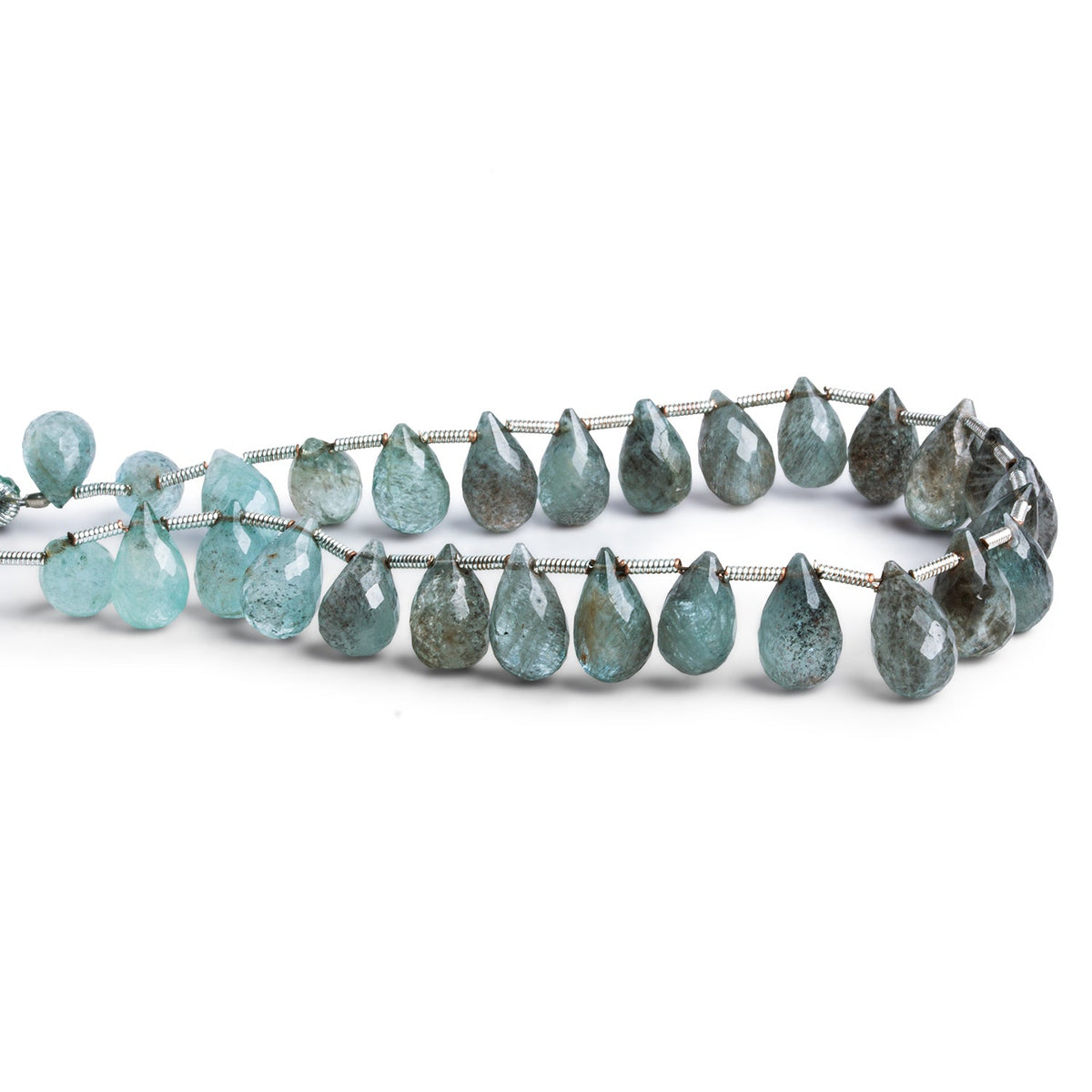 10x6mm Moss Aquamarine Faceted Teardrops 8 inch 28 beads - The Bead Traders