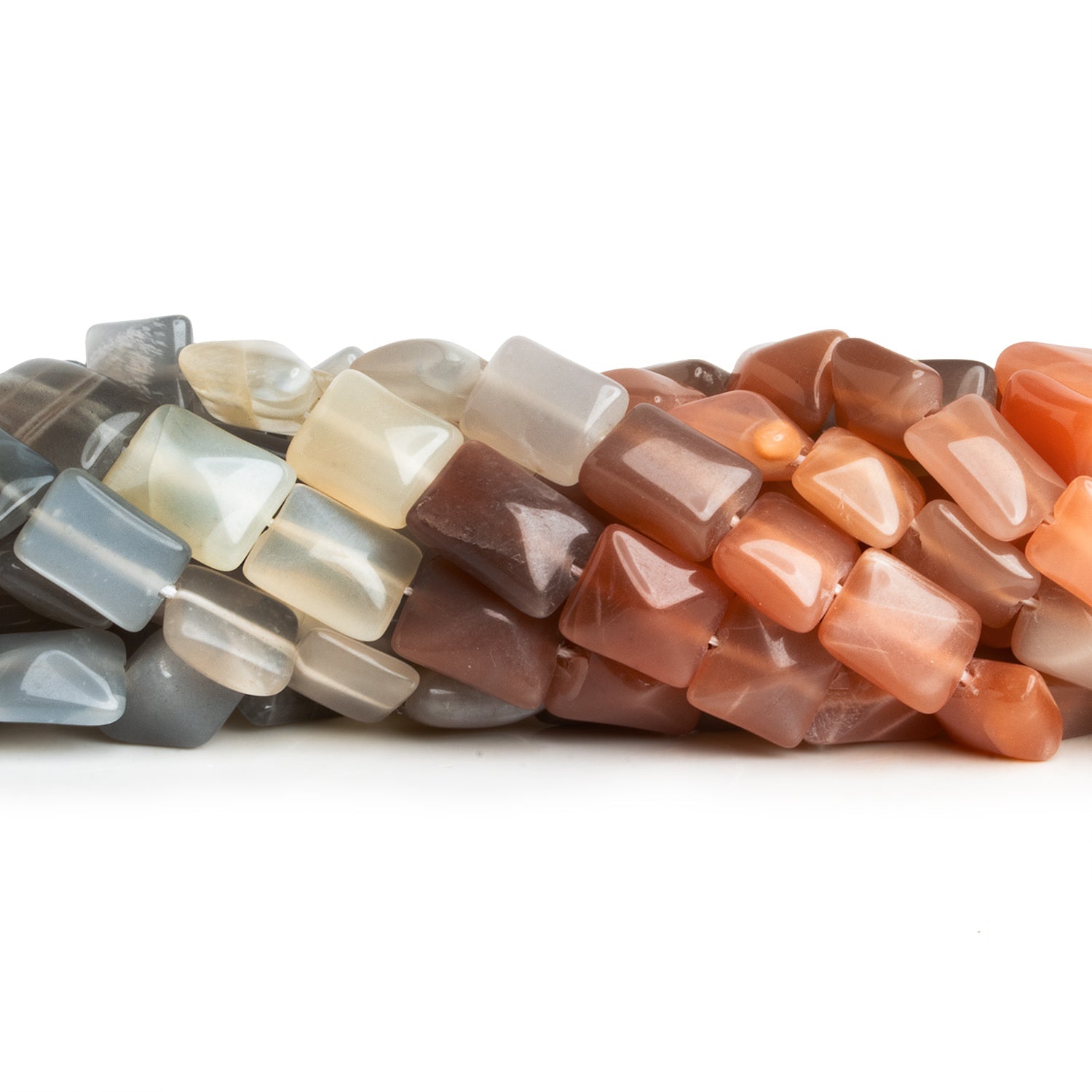 10x6mm Multicolor Moonstone Rectangles 14 inch 35 beads - The Bead Traders
