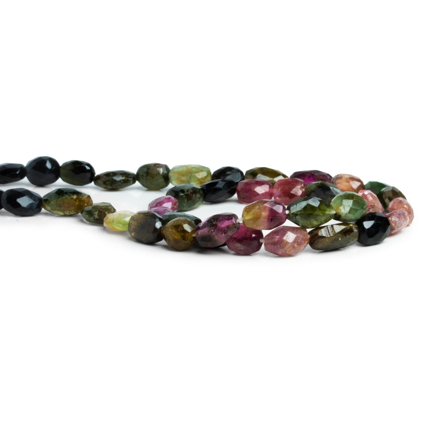10x6mm Multicolor Tourmaline Faceted Nuggets 15 inch 40 beads - The Bead Traders