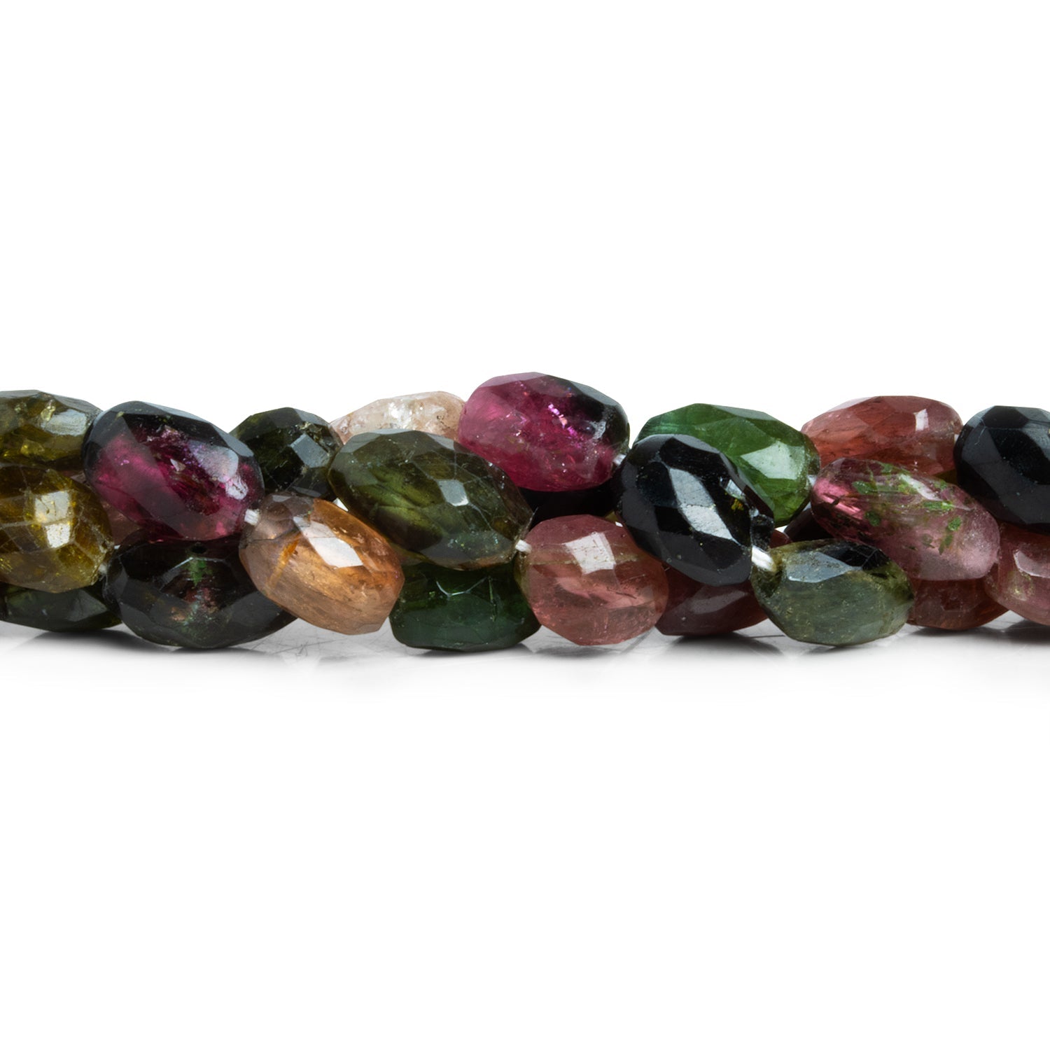 10x6mm Multicolor Tourmaline Faceted Nuggets 15 inch 40 beads - The Bead Traders