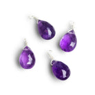 10x7mm Amethyst Wire-Wrapped Pear Pendants 4 beads - The Bead Traders