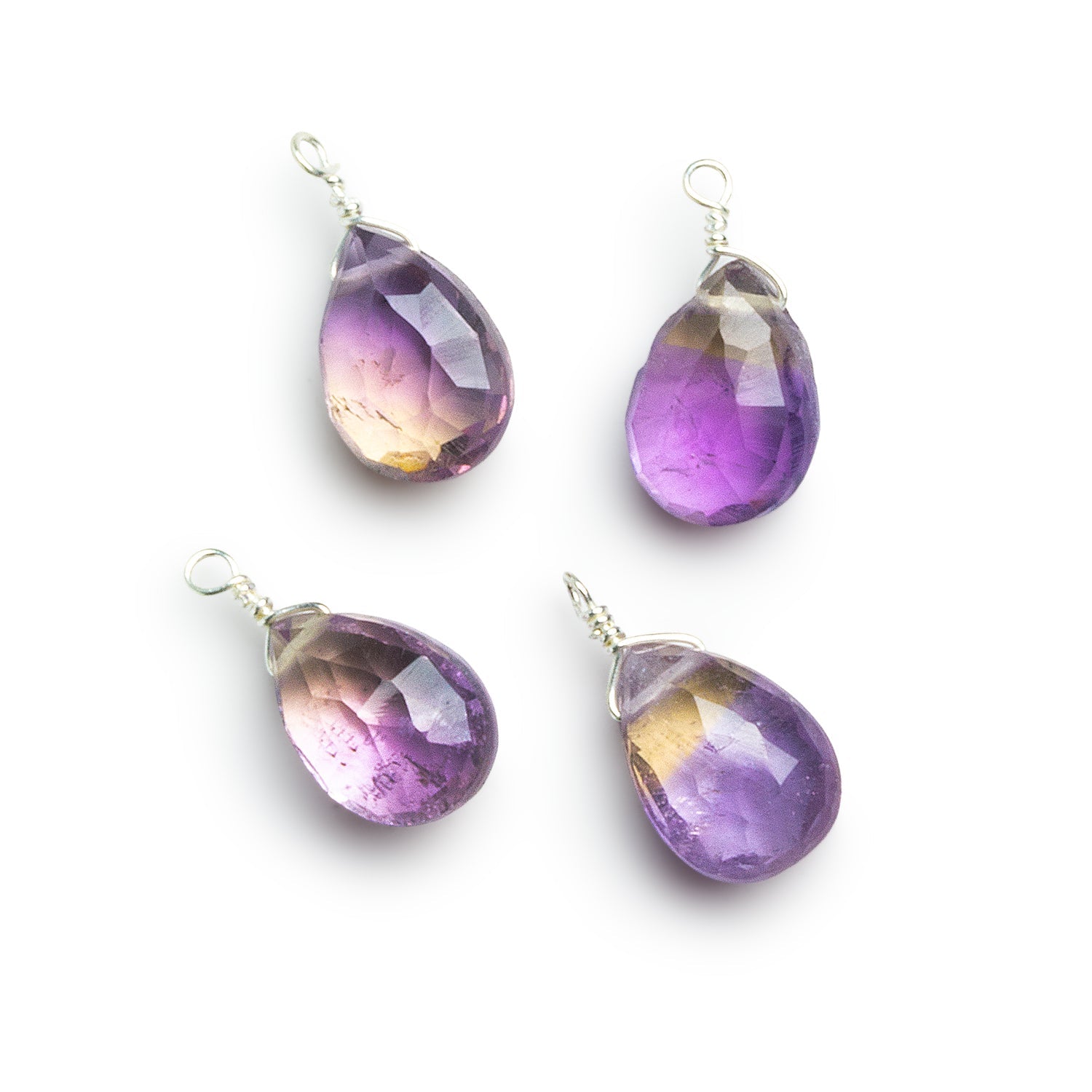 10x7mm Ametrine Wire-Wrapped Pear Pendants 4 beads - The Bead Traders