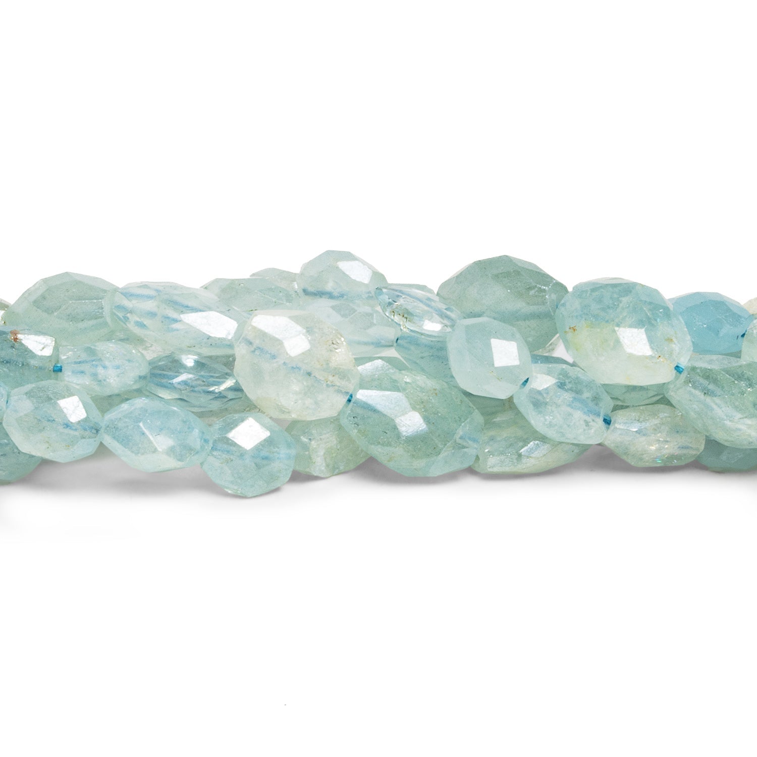 10x7mm Aquamarine Faceted Ovals 12 inch 30 beads - The Bead Traders
