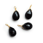10x7mm Black Onyx Wire-Wrapped Pear Pendants 4 beads - The Bead Traders