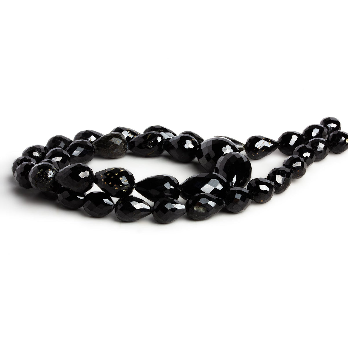 10x7mm Black Spinel Faceted Teardrops 16 inch 39 beads - The Bead Traders