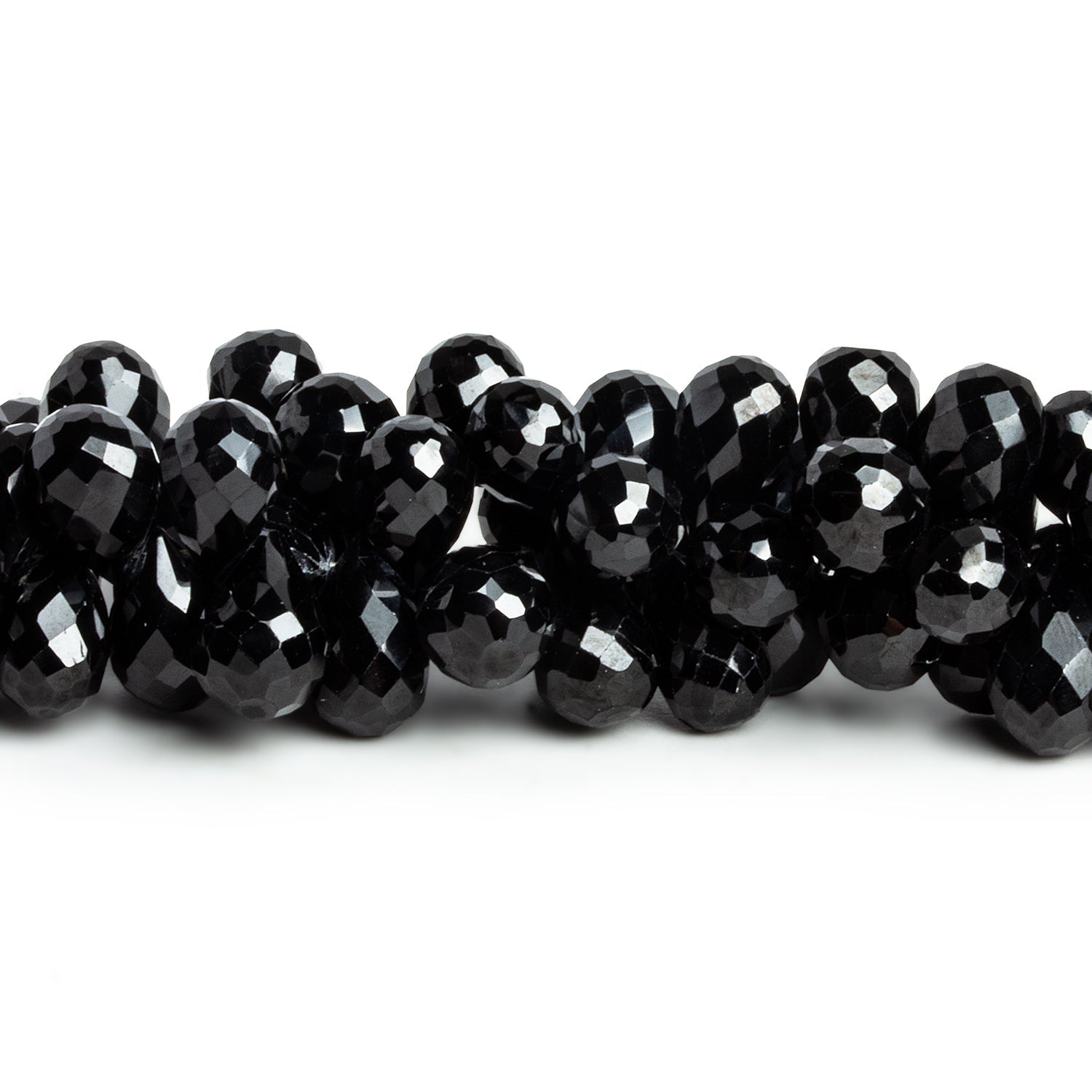 10x7mm Black Spinel Faceted Teardrops 7.5 inch 63 beads - The Bead Traders