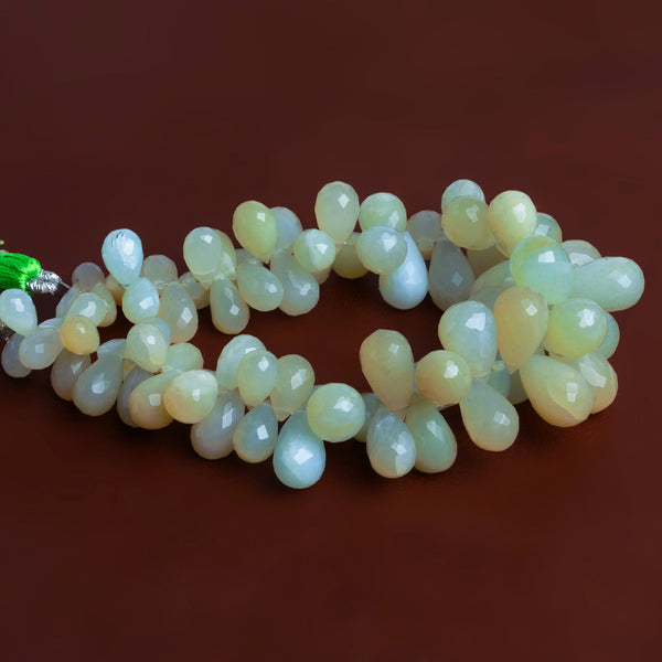 10x7mm Blue Peruvian Opal Faceted Teardrops 6 inch 68 beads