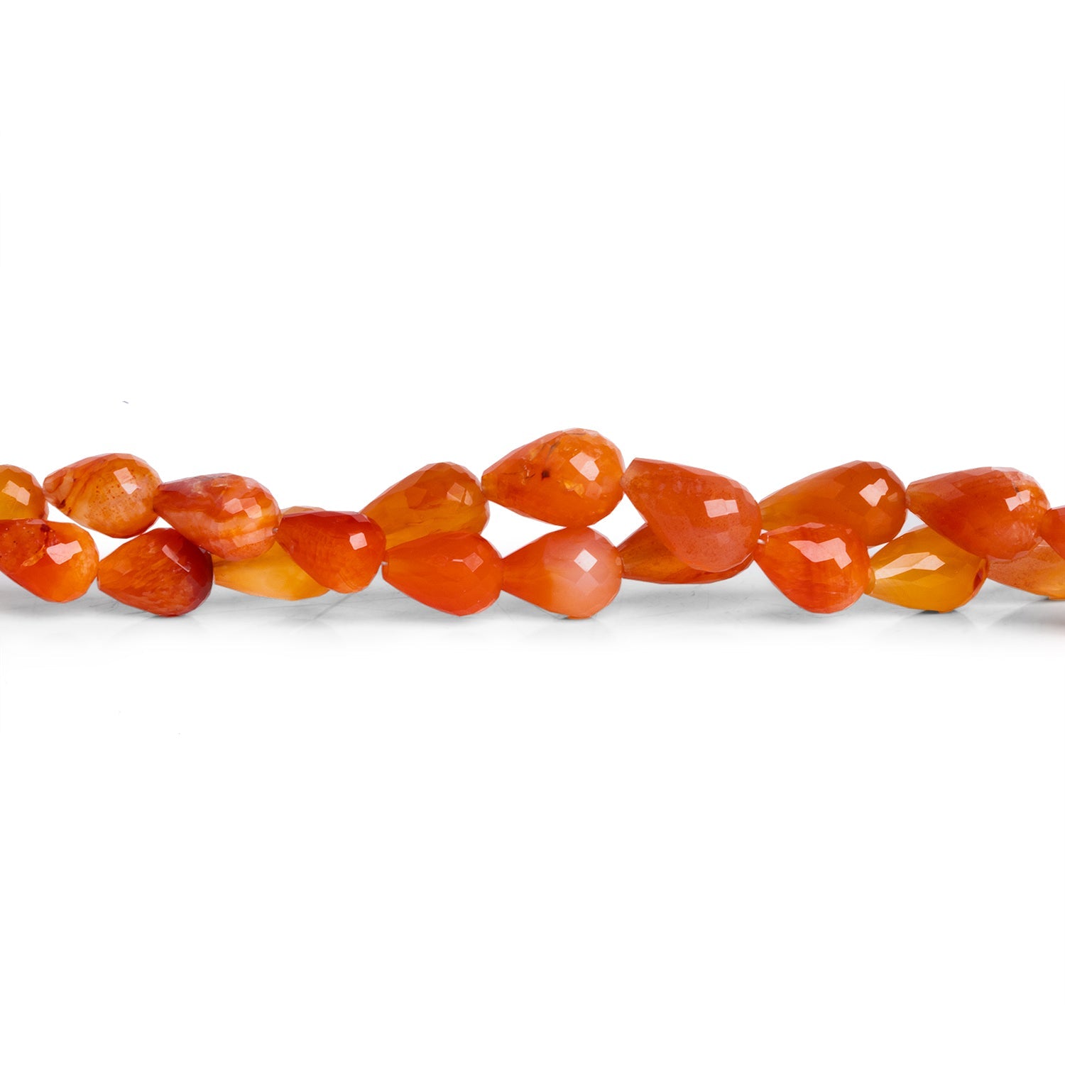 10x7mm Carnelian Faceted Teardrops 16 inch 39 beads - The Bead Traders