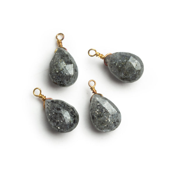 10x7mm Celestial Quartz Wire-Wrapped Pear Pendants 4 beads