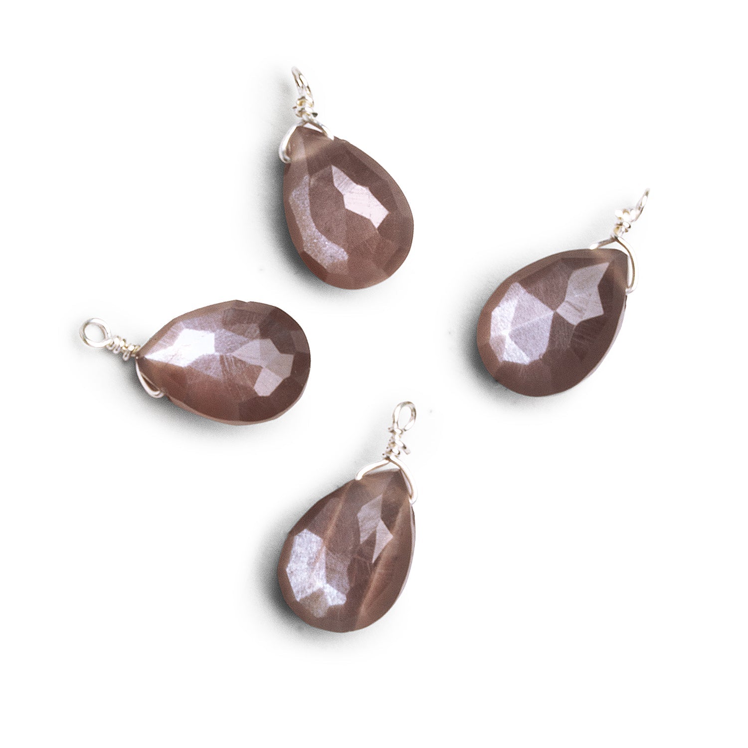 10x7mm Chocolate Moonstone Wire-Wrapped Pear Pendants 4 beads - The Bead Traders