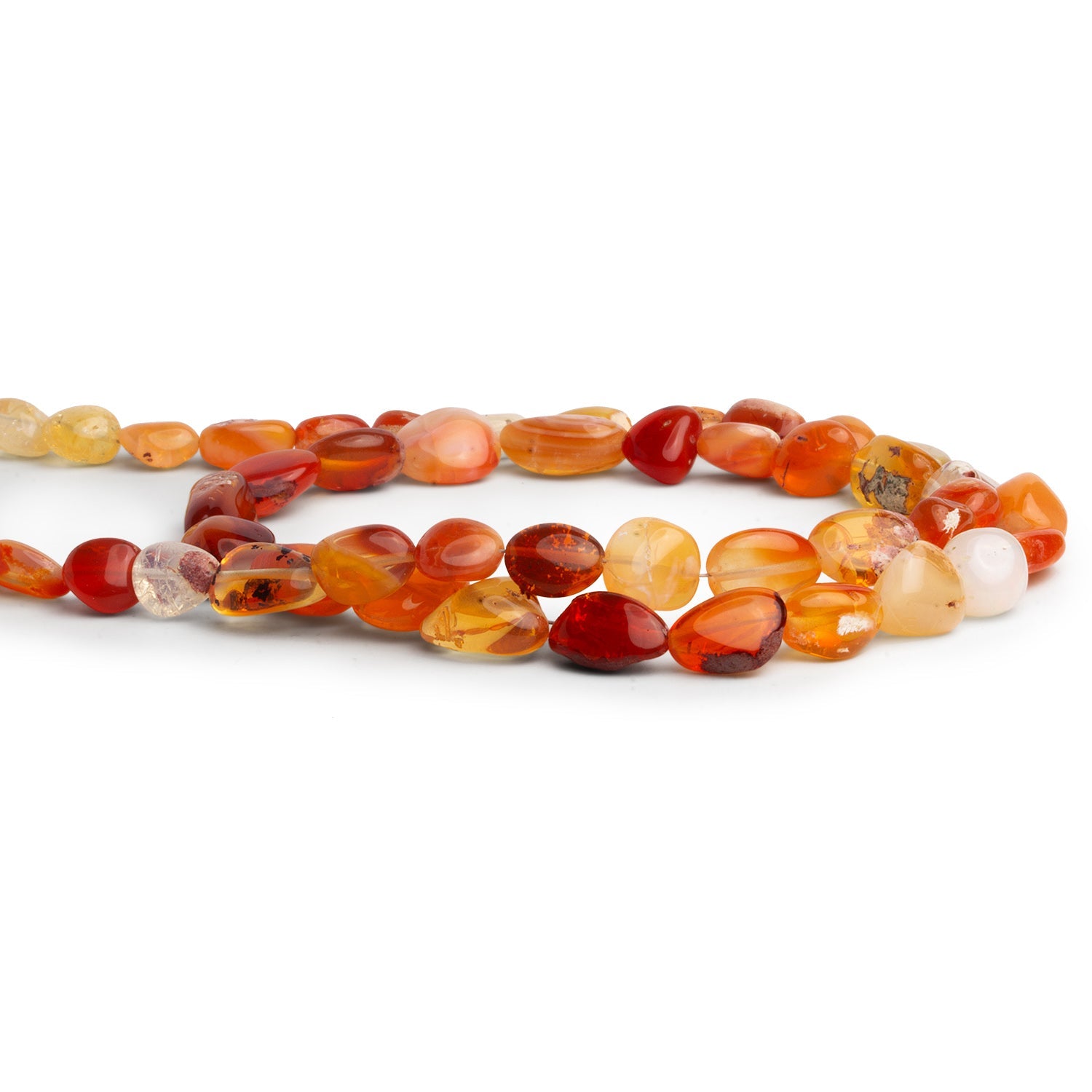 10x7mm Fire Opal Nuggets 18 inch 48 beads - The Bead Traders