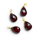 10x7mm Garnet Wire-Wrapped Pear Pendants 4 beads - The Bead Traders