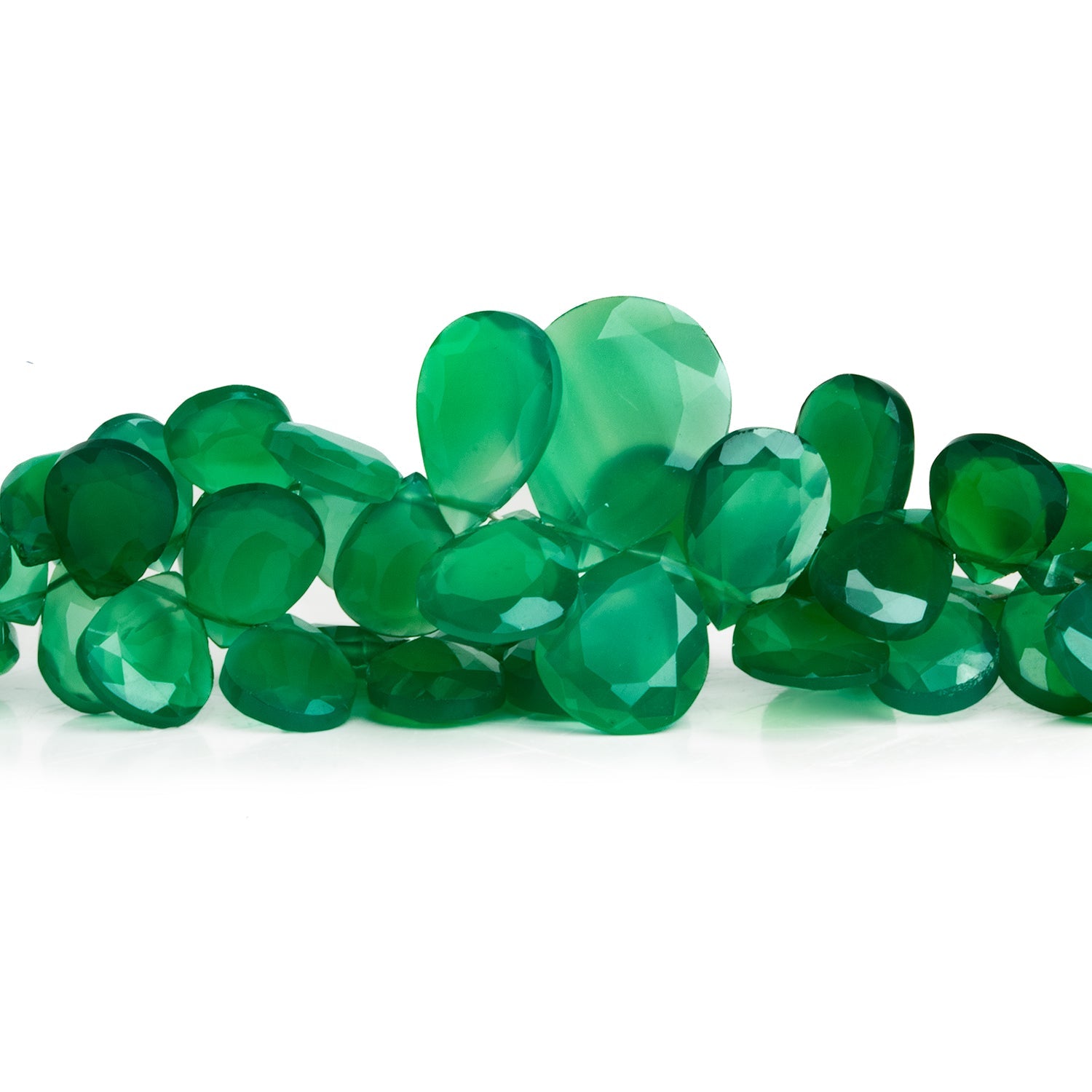 10x7mm Green Onyx Bevel Faceted Pears 8 inch 63 beads – The
