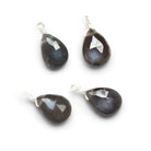 10x7mm Grey Moonstone Wire-Wrapped Pear Pendants 4 beads - The Bead Traders