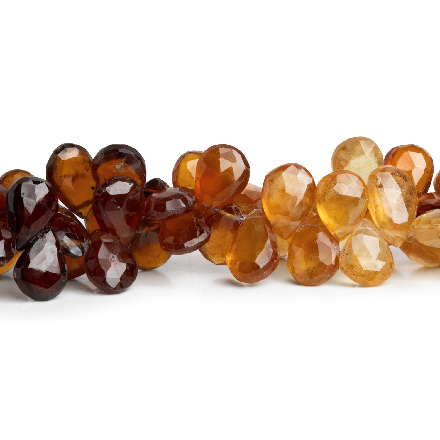 10x7mm Hessonite Garnet Faceted Pears 8 inch 50 beads - The Bead Traders