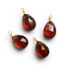 10x7mm Hessonite Wire-Wrapped Pear Pendants 4 beads - The Bead Traders