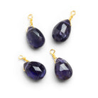 10x7mm Iolite Wire-Wrapped Pear Pendants 4 beads - The Bead Traders