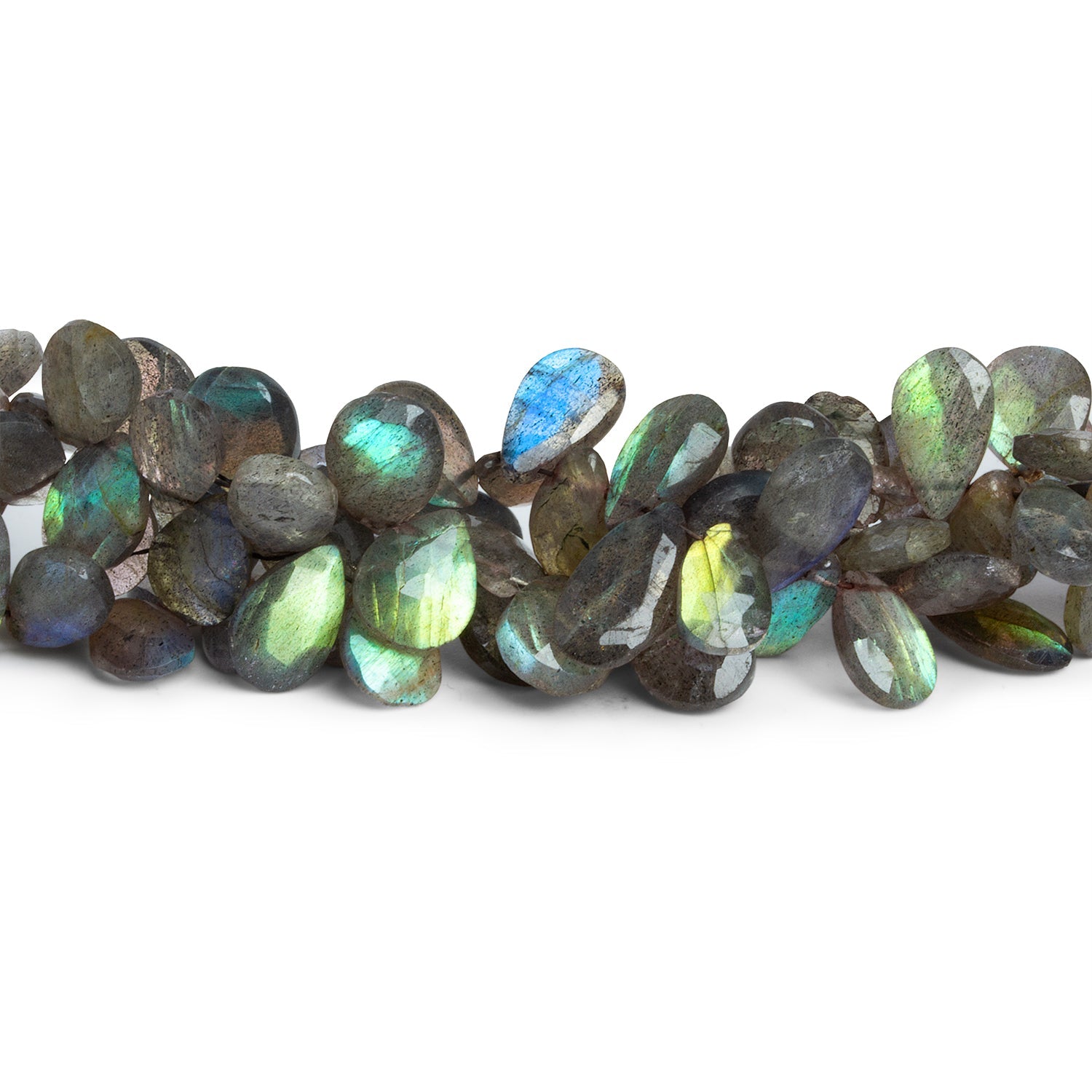 10x7mm Labradorite Faceted Pears 8 inch 47 beads - The Bead Traders