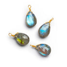 10x7mm Labradorite Wire-Wrapped Pear Pendants 4 beads - The Bead Traders