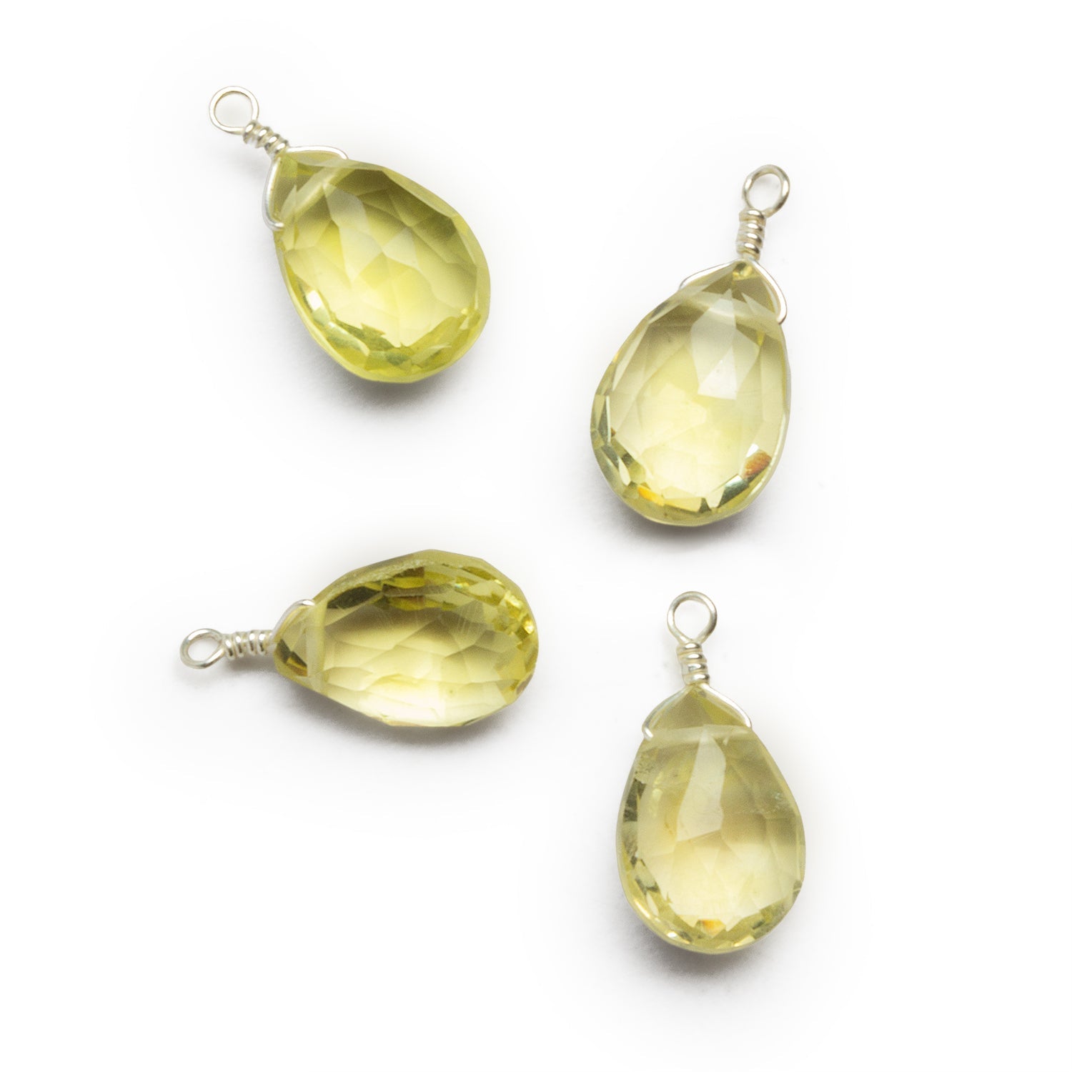 10x7mm Lemon Quartz Wire-Wrapped Pear Pendants 4 beads - The Bead Traders