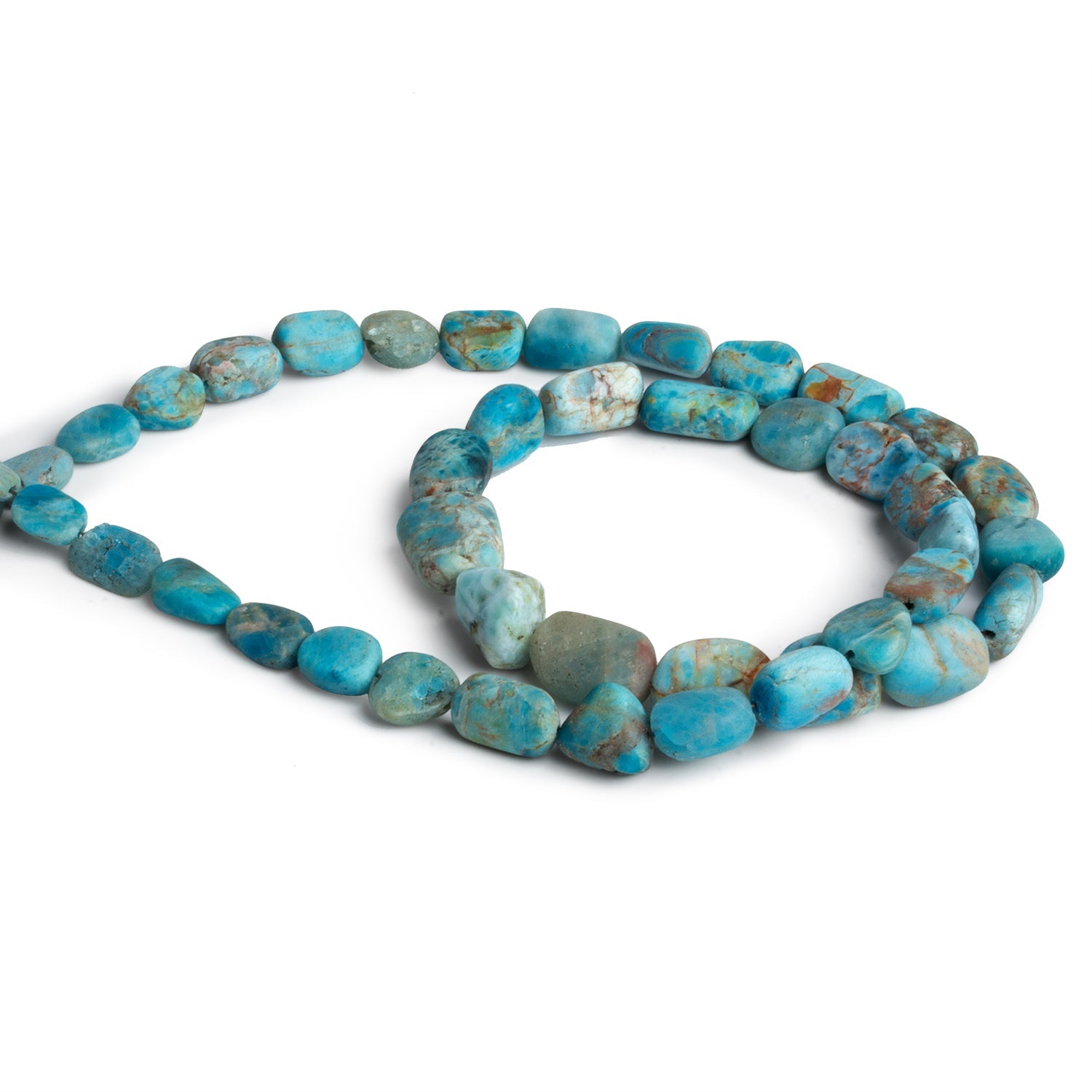 10x7mm Matte Apatite Plain Nuggets 16 inch 41 beads - The Bead Traders