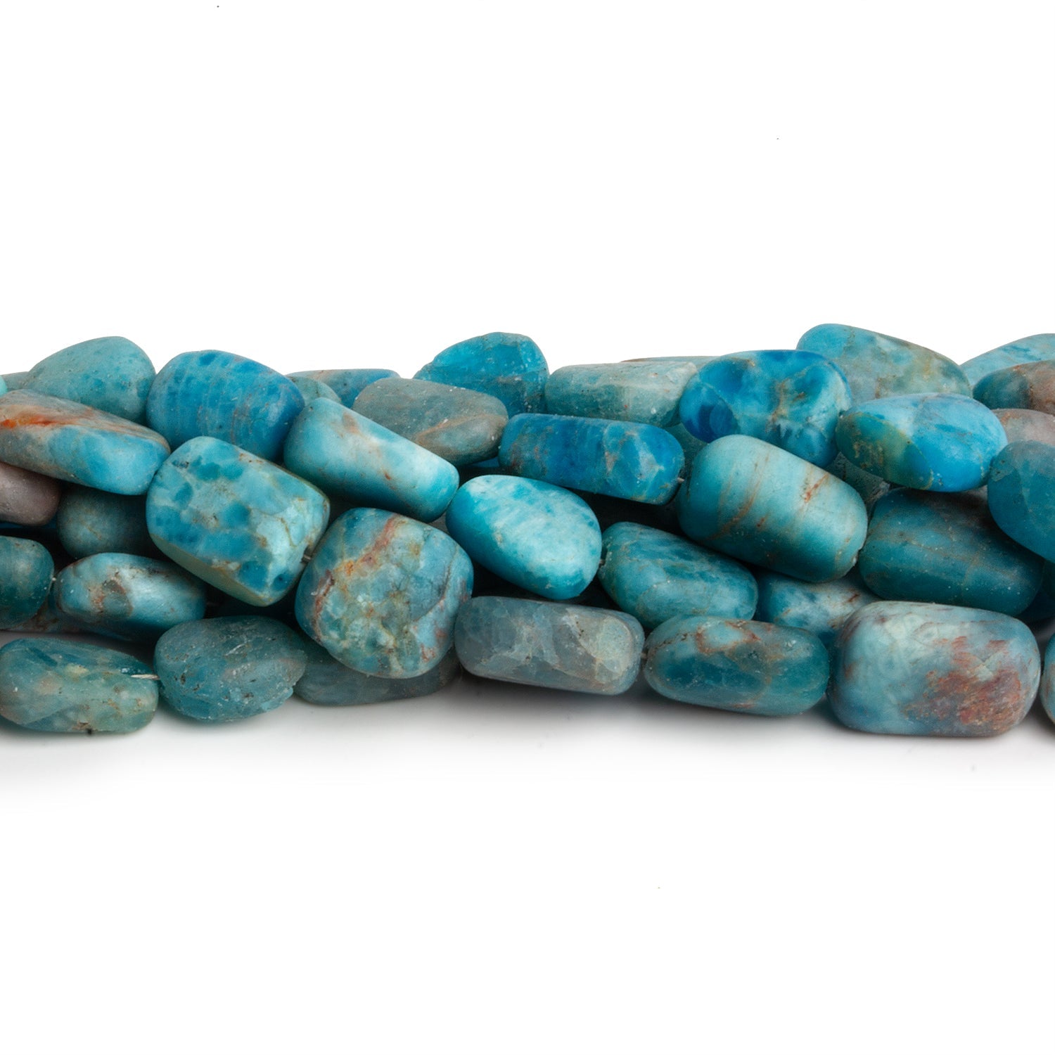 10x7mm Matte Apatite Plain Nuggets 16 inch 41 beads - The Bead Traders