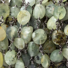 10x7mm Matte Dendritic Prehnite Nugget Black Gold Chain - The Bead Traders