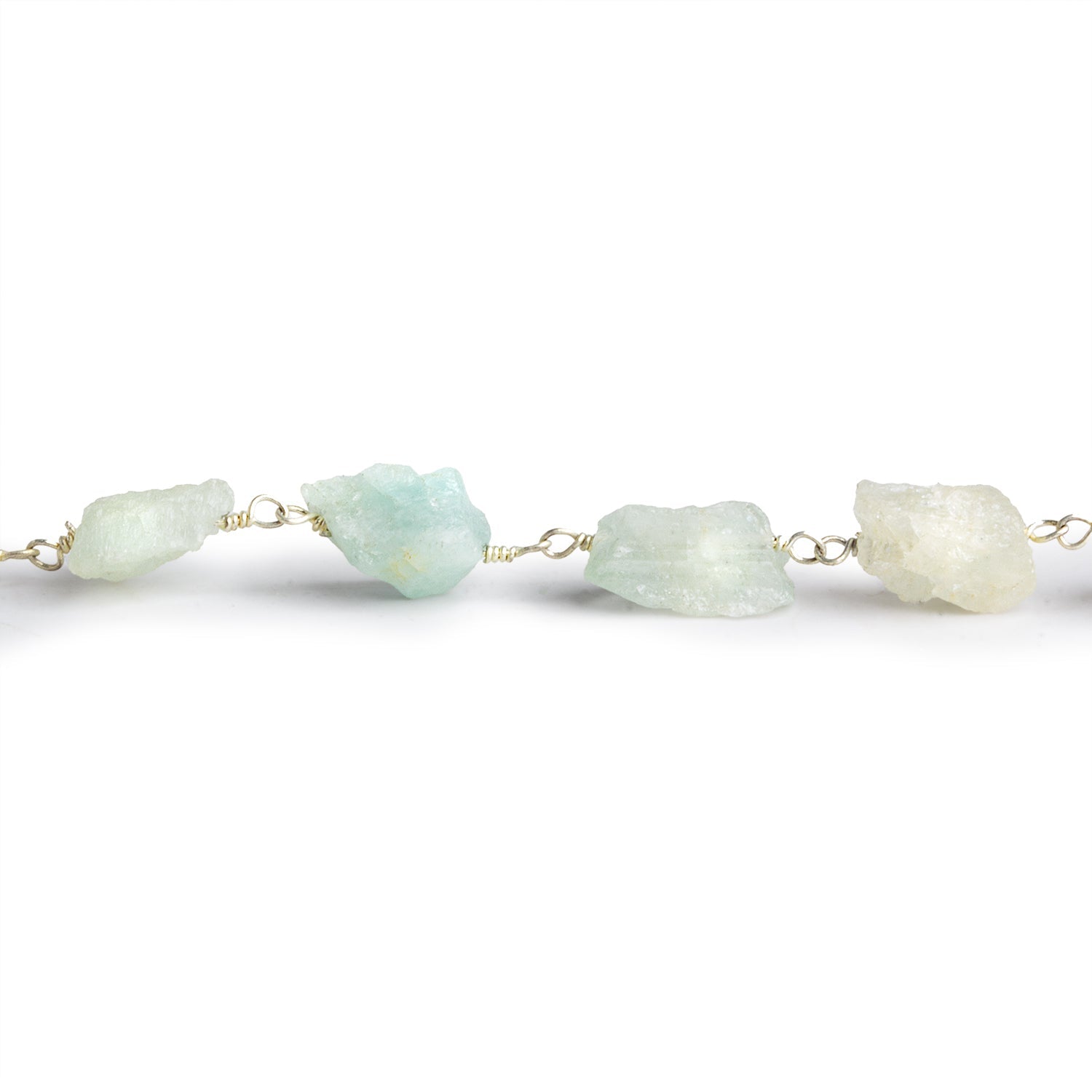 10x7mm Multi Beryl Natural Crystal Silver Chain - The Bead Traders