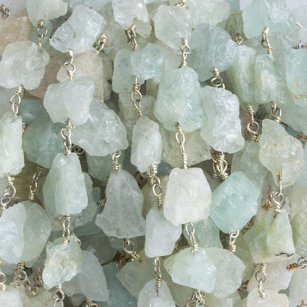 10x7mm Multi Beryl Natural Crystal Silver Chain
