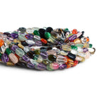 10x7mm Multi Gemstone Handcut Plain Ovals 14 inch 38 beads - The Bead Traders