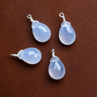 10x7mm Natural Turkish Chalcedony Wire-Wrapped Pear Pendants 4 beads - The Bead Traders