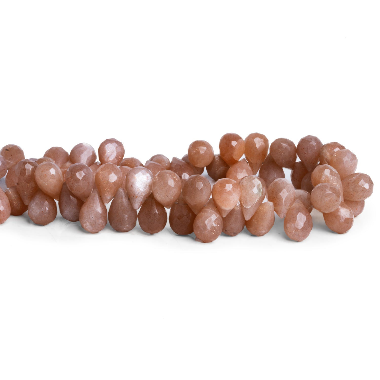 10x7mm Peach Moonstone Faceted Teardrops 8 inch 54 beads - The Bead Traders