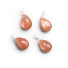 10x7mm Peach Moonstone Wire-Wrapped Pear Pendants 4 beads - The Bead Traders