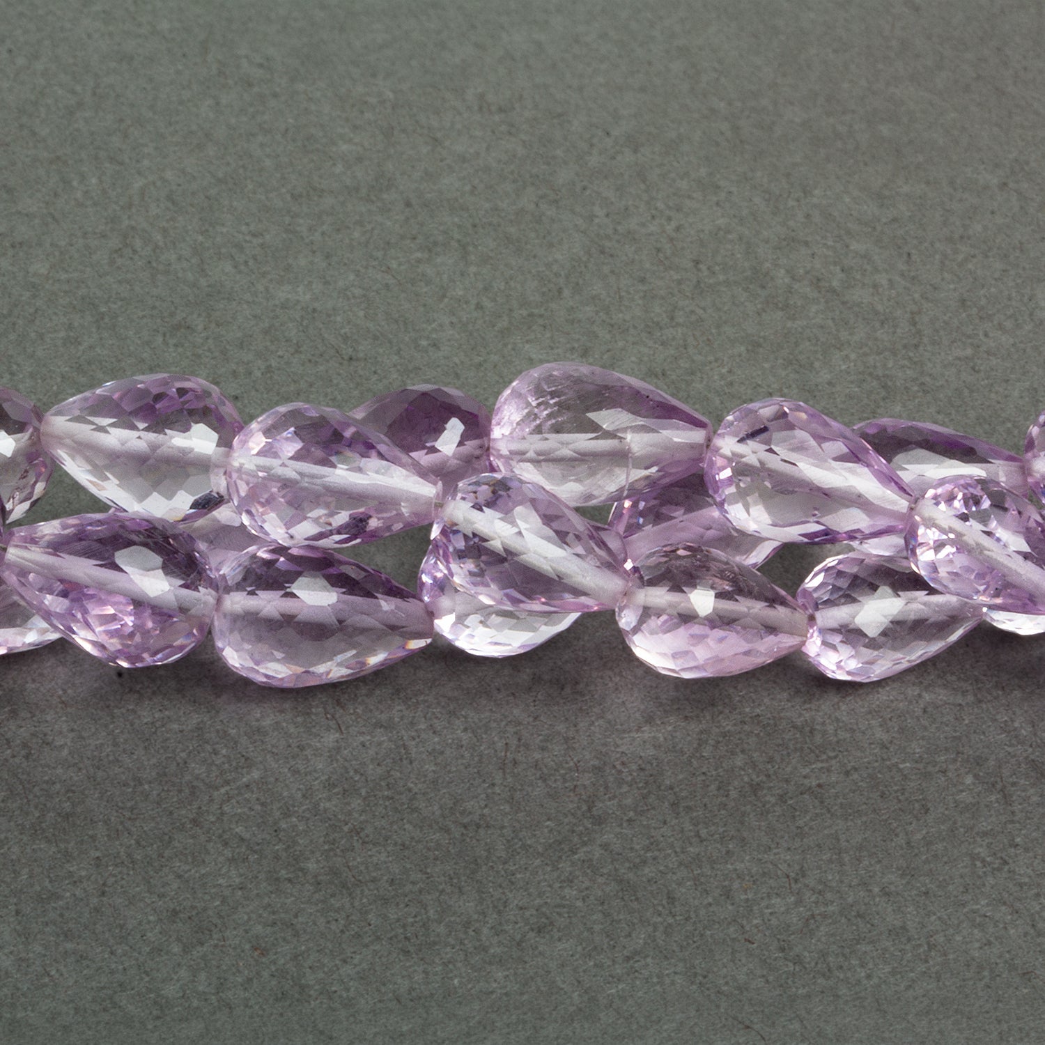 10x7mm Pink Amethyst Faceted Teardrops 8 inch 20 beads - The Bead Traders