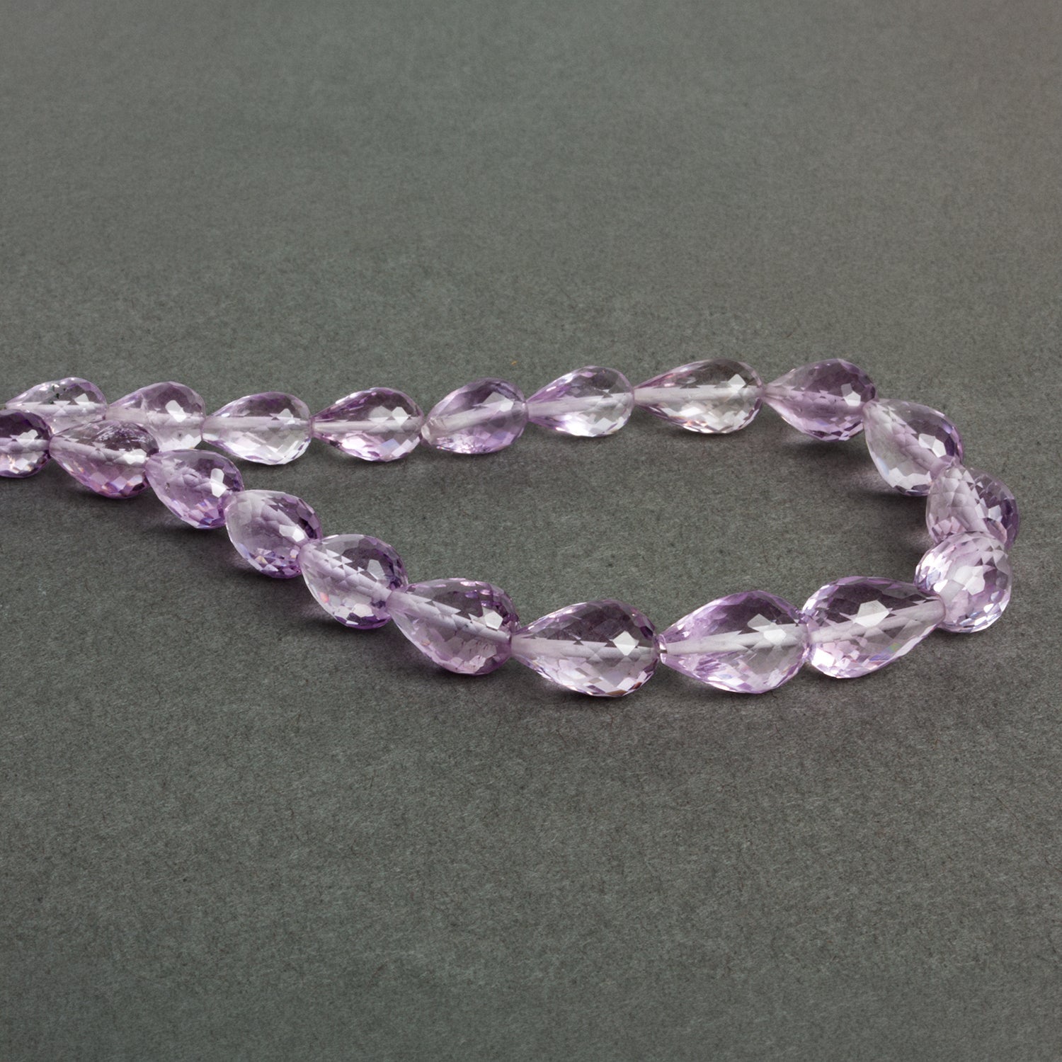 10x7mm Pink Amethyst Faceted Teardrops 8 inch 20 beads - The Bead Traders