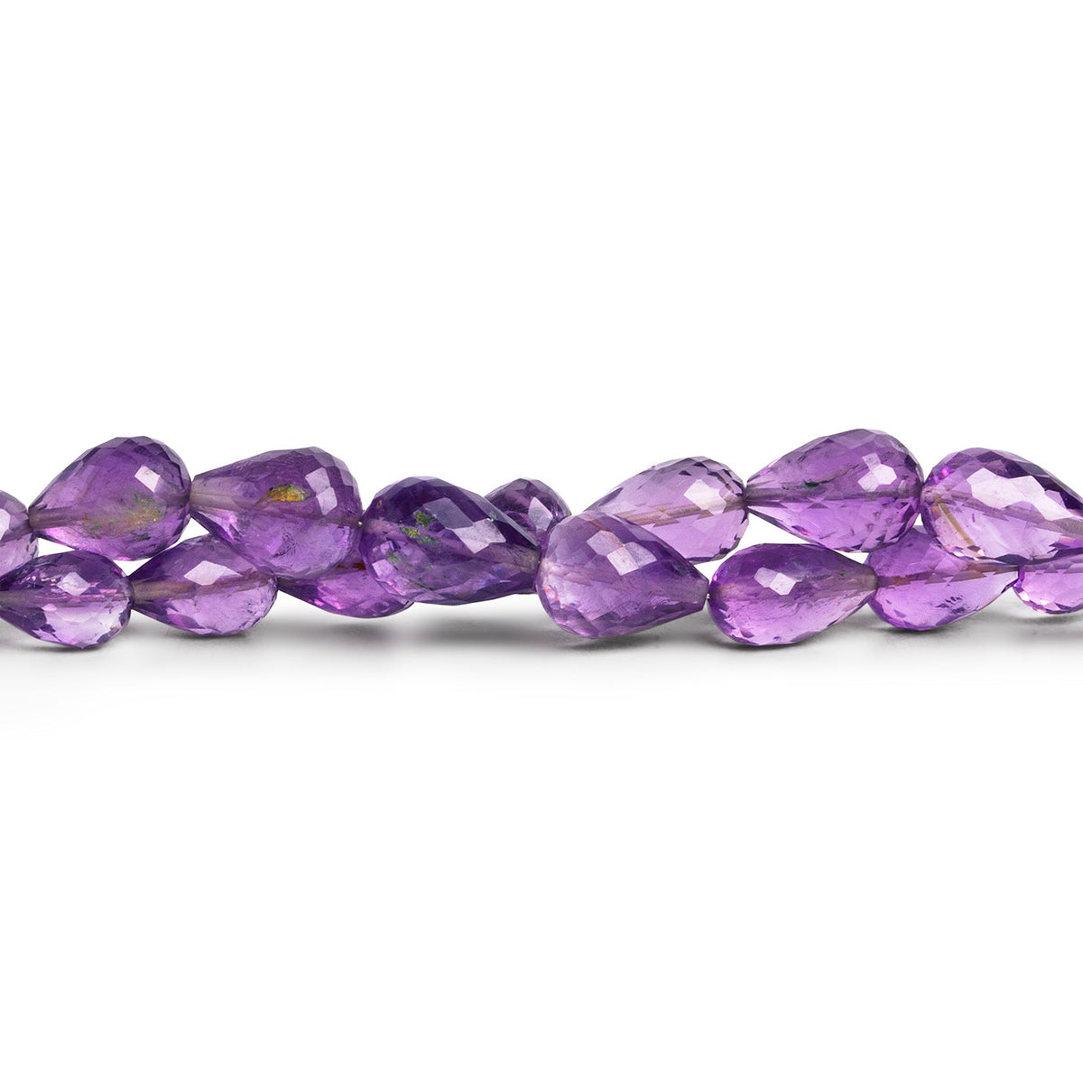 10x7mm Pink Amethyst Faceted Teardrops 9 inch 24 beads - The Bead Traders